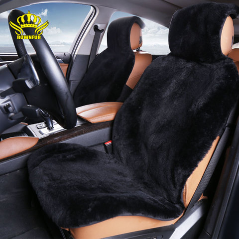 AUTOCROWN  Natural sheepskin wool fur  luxury Car Seat Covers universal size  for all types of seats  short fur 3 color 2016 new ► Photo 1/6
