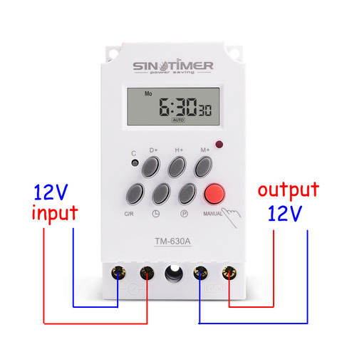 12V DC Input 7 Days Programmable 24hrs MINI TIMER SWITCH Time Relay Output Load High Power 30A ► Photo 1/6