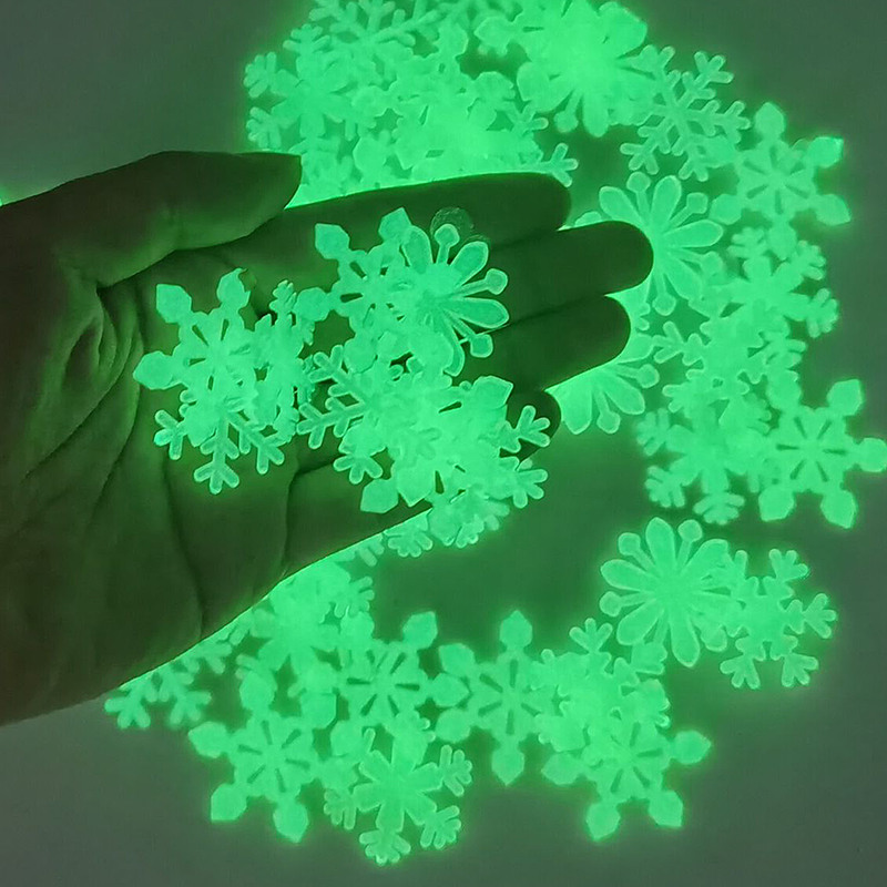 50 PCS Wall Stickers 3d Decals Glow The Dark Snowflake Child