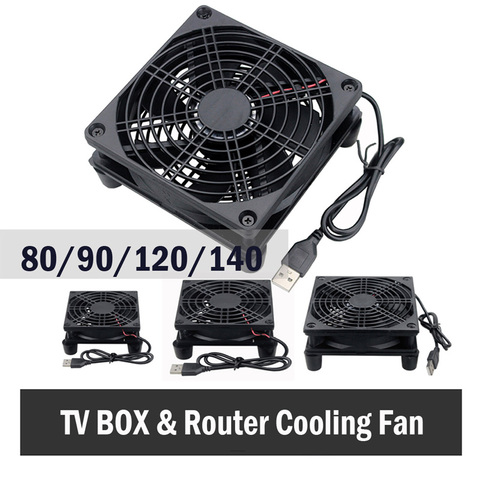Gdstime 5V USB Router Fan TV Box Cooler 80mm 92mm 120mm 140mm PC DIY Cooler W/Screws Protective net Silent Desktop Fan ► Photo 1/6
