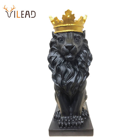 VILEAD Golden Crown Lion King Statue Nordic Handicraft Home Office Decoration Lion King Modle Animals Art Sculpture ► Photo 1/6