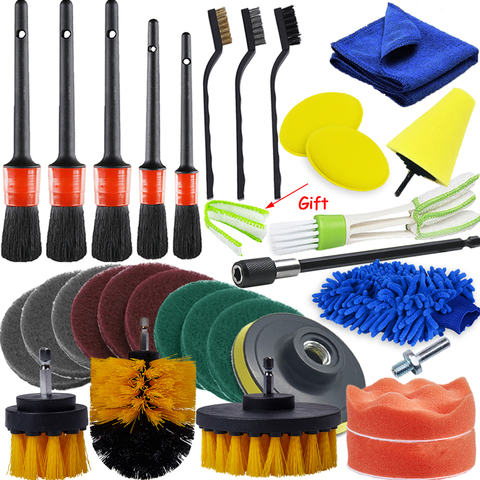 30Pcs Car Detailing Brush Auto Cleaning Brushes Power Scrubber Drill Brush For Air Vents Tire Wheel Rim Clean Car Cleaning Tools ► Photo 1/6