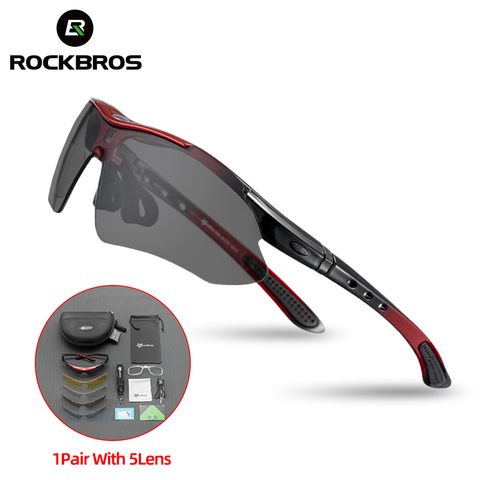 ROCKBROS Polarized Cycling Glasses 5 Lens Clear Bike Glasses Eyewear UV400 Outdoor Sport Sunglasses Men Women Cycling Sunglasses ► Photo 1/6
