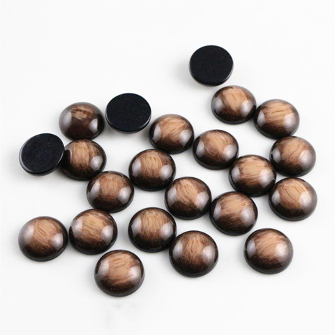 New Fashion 40pcs 12mm Brown Colors Stylish Brushed Style Flat back Resin Cabochons Cameo-V5-07 ► Photo 1/2