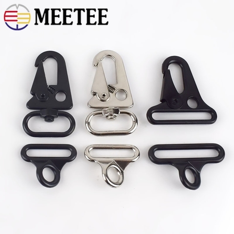 Meetee 2set/5set Bag Clasps Lobster Carbine Double Buckles for Outdoor Backpack Belt Webbing Hook Key Ring Hang Clips BF247 ► Photo 1/6