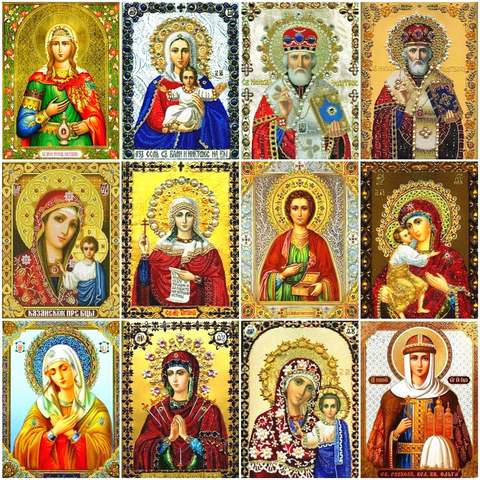 GATYZTORY 5D DIY Diamond Painting Cross Stitch Full Square Religion Icon 5d Diamond Embroidery Mosaic New Year Decoration Gift ► Photo 1/6