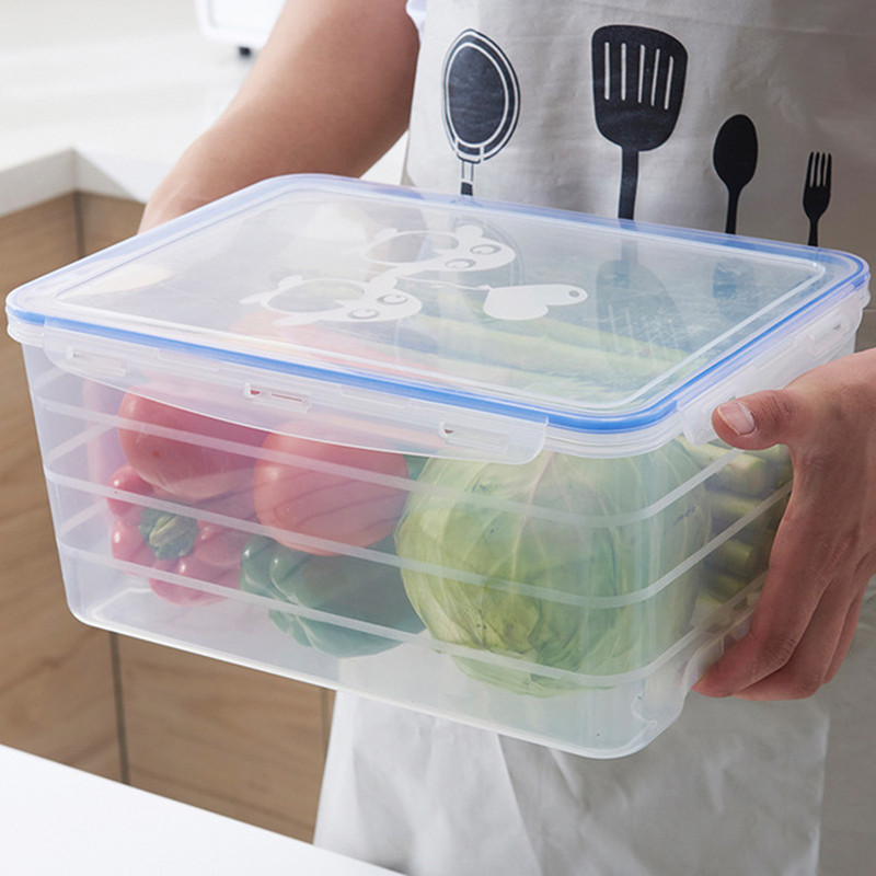 Storage Box Plastic Food Containers With Lid For Kitchen Fridge Cabinet Freezer 