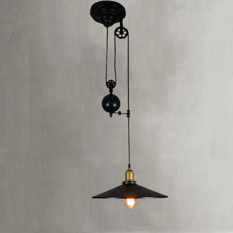 Loft lifting chandelier iron vintage Retro Pendant Lamps indoor lighting For restaurant cage lamp headlight ► Photo 1/6