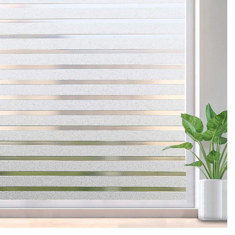 LUCKYYJ Window Sticker Striped Window Decal Non-Adhesive Privacy Film, Vinyl Glass Film Window Tint for Home Kitchen and Office ► Photo 1/6