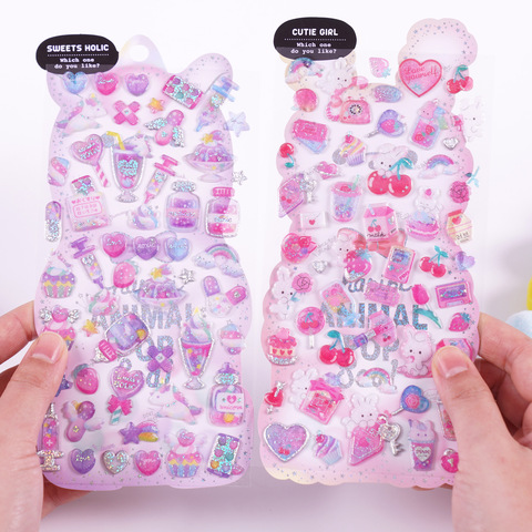 Kawaii Japanese Glittering Sugar Candy 3D PVC Stickers Scrapbooking Diy Bullet Journal Cute Diary Stationery Sticker Sheet ► Photo 1/5