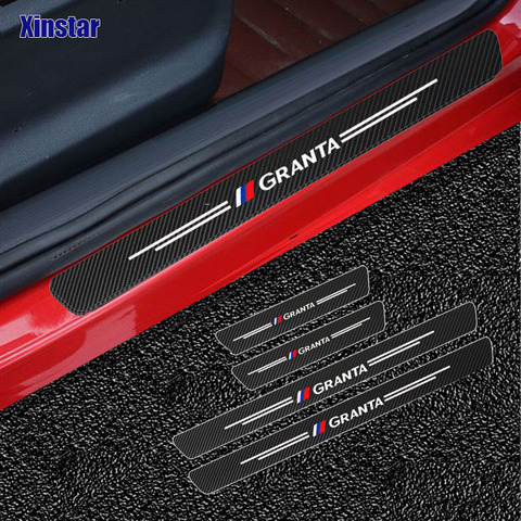 4PCS carbon fiber Car Scuff Plate Door Threshold Sill Stickers For Lada Granta ► Photo 1/5