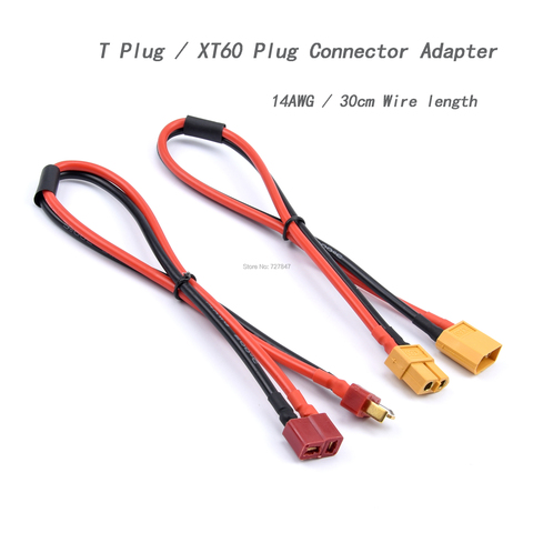 FPV XT60 / T Plug Female Male Connector Adapter 14AWG 300mm 30cm Extension Cable Leads Adapter For RC Lipo Batter ► Photo 1/6