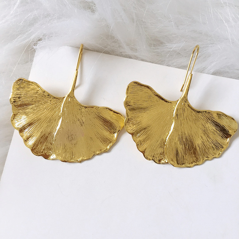 Ztech Charms Gold Color Leaves Metal Earrings For Women Girls Korean Geometric Boho Statement Bijoux Party Gift Pendientes ► Photo 1/6