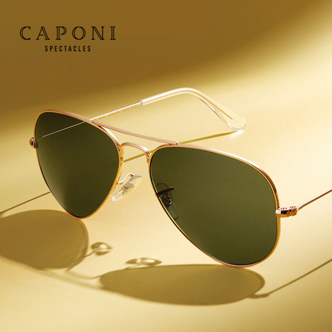 CAPONI Avation Sun Glasses Men UV Ray Cut Polarized Shades For Men Double Bridge Frame Pilot Male's Sunglasses Eyewear CP5103 ► Photo 1/6