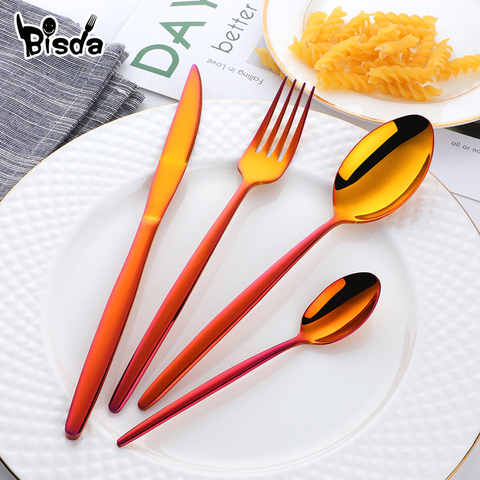 Rainbow Flatware Set Gold Cutlery Sets Stainless Steel Flatware Restaurant Dinnerware Set Tableware Spoon And Fork Set ► Photo 1/6
