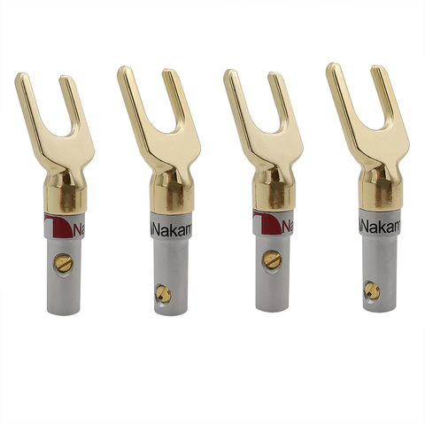 4Pcs Banana Plug Y/ U Type Speaker Plugs Audio Cable Wire Connector Fork Spade Plug Connectors ► Photo 1/6