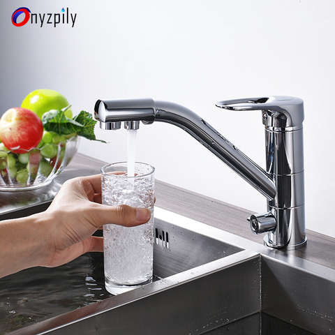 Onyzpily Kitchen Sink Faucet Pure Water Cold and Hot Dishwasher 3 Water Outlet Ways Sink Faucet Washer Household  torneira de co ► Photo 1/6