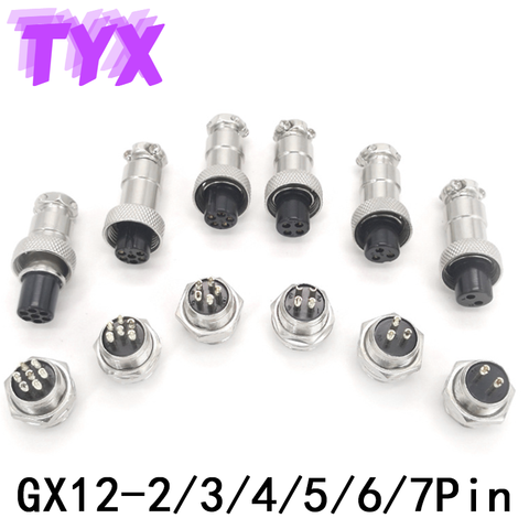 1SET Circular Aviation Socket Plug Line Panel Connector GX12-2p 3p 4p 5p 6p 7PIN Male + Female Air Outlet 12MM RS765 Connector ► Photo 1/4