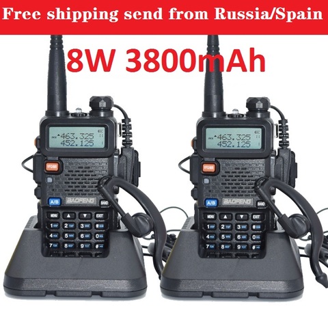 2pcs baofeng uv-5r real 8w 3800mAh battery walkie talkie for two way radio VHF UHF dual band portable cb radio comunicador рация ► Photo 1/5