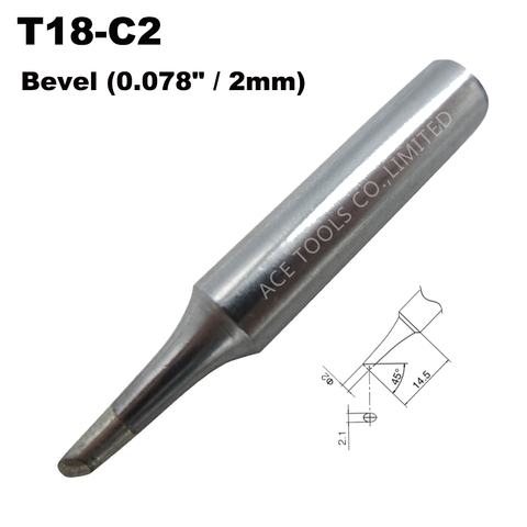 Soldering Tip T18-C2 Bevel 2mm 0.078