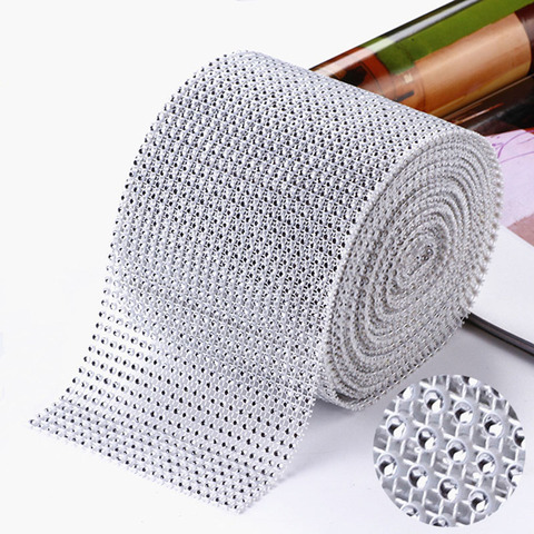 12cm*91.5cm Diamond Mesh Roll Acrylic Ribbons Crystal Tulle Bling Bridal Party Birthday Wedding DIY Decoration Bouquet Cake Wrap ► Photo 1/6