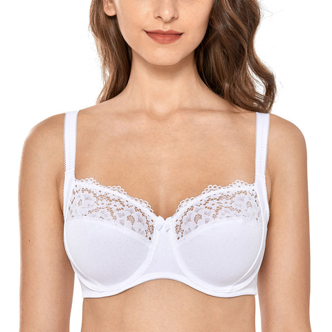 Women's Sheer Lace Non Padded Full Coverage Underwire Support Plus Size Minimizer Bra ► Photo 1/6