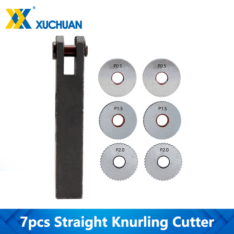 Straight Knurling Cutter Tool 7pcs Straight Linear Knurling Wheel 0.5 1.5 2.0mm Single Wheel Knife Holder Knurling Cutter Set ► Photo 1/4