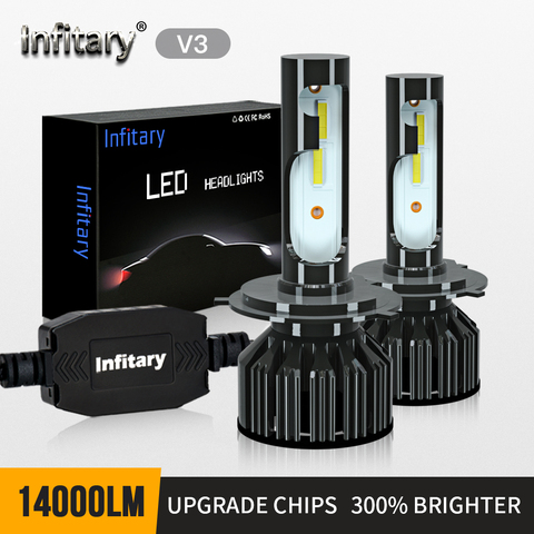Infitary H4 H7 LED Car Headlight Bulbs ZES Chips 14000Lm 6500K 4500K H1 H3 H11 H13 9004 9005 9006 9007 HB3 HB4 Auto Fog Lights ► Photo 1/6