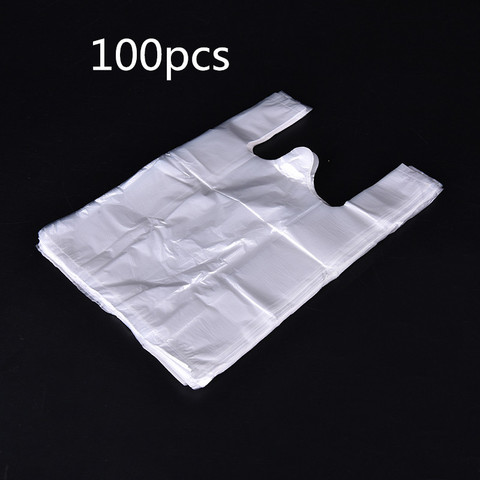 100pcs Transparent Plastic Bags Shopping Bag Supermarket Bags With Handle Food Packaging20*30cm ► Photo 1/5