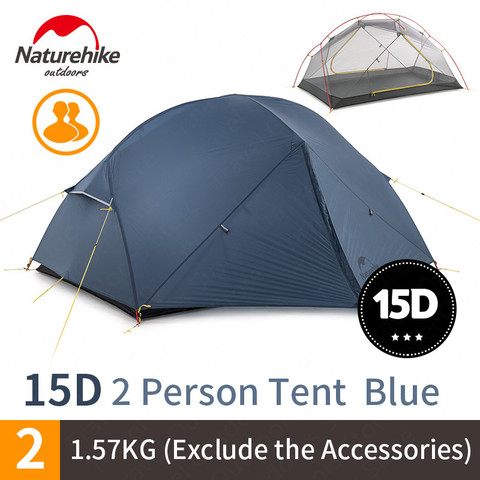 Naturehike Mongar 2 Camping Tent 2 Person 1.8kg 20D Nylon Fabric Double Layer Tent Camping Waterproof Windproof NH17T007-M ► Photo 1/6