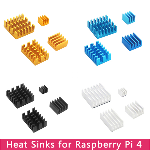 Raspberry Pi 4 Heat Sink Aluminum Metal Heatsink Silver Golden Blue Black Cooling Pad CPU RAM Cooler for Raspberry Pi 4 Model B ► Photo 1/6