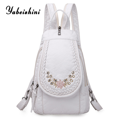 High Quality Backpack for Women 2022 New White Leather Backpack School Bag for Teenage Girls Female Travel Backpack Mochila ► Photo 1/6