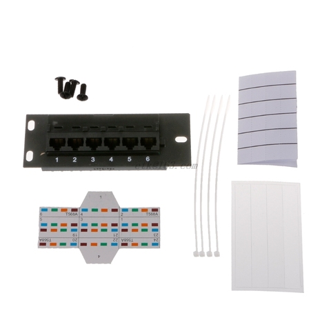 6 Port CAT5 CAT5E Patch Panel RJ45 Networking Wall Mount Rack Mount Bracket ► Photo 1/6