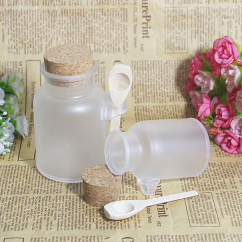 Scrub Bath Salt ABS Bottle Reusable Bottle with wooden Spoonwith ood Storage Container Stopper Bottle Frosted Seal Jar ► Photo 1/6