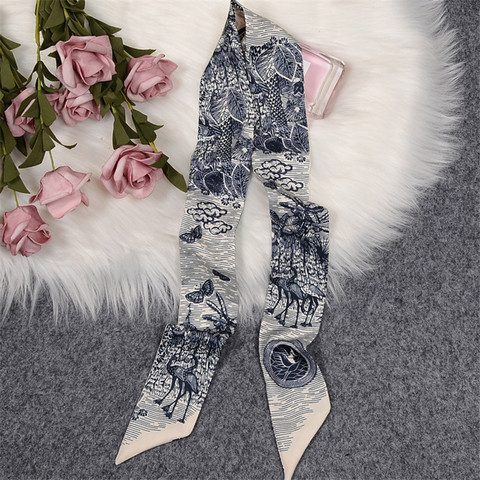 Tropic Affair Luxury Brand Scarf Women Silk Scarf Bag Skinny Scarves Design Wrist Towel Foulard Neckerchief Headband For Ladies ► Photo 1/6