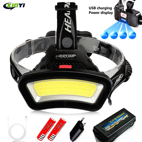 8000LM USB rechargeable LED Headlight 200m Long Lighting Distance Wide Angle COB  Head Lamp Lantern For Hike Outdoor Use 2*18650 ► Photo 1/6