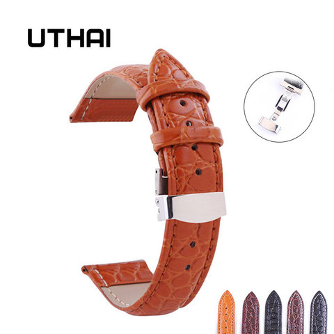 UTHAI B04 Watchband 18mm 19mm 20mm 21mm 22mm 24mm Calf Genuine Leather Watch Band Alligator Grain Watch Strap for Tissot Seiko ► Photo 1/6