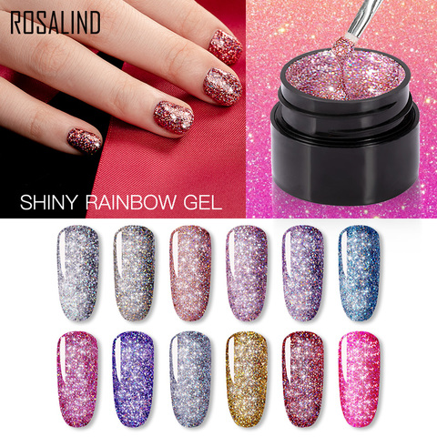 ROSALIND Gel Nail Polish 5ml Shiny Rainbow Nail Gel Bright For Glitter Painting Nail Art Design Poly UV For Manicure Gellak ► Photo 1/6