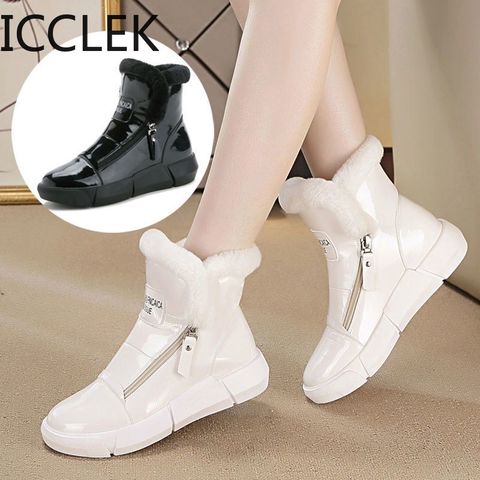 Winter Platform Boots Women Sneakers Shoes Woman High Top Casual Shoes Wedge Zipper Booties Warm White Botas Mujer Invierno ► Photo 1/6