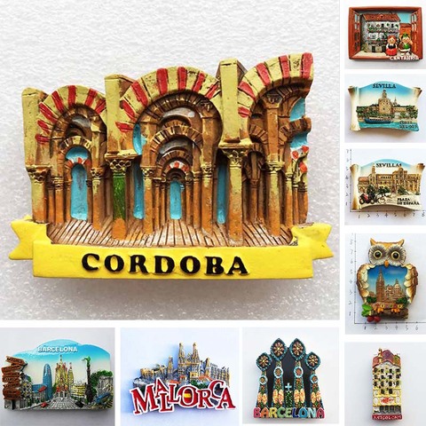 Spain Refrigerator Magnets Tourist Souvenir Cordoba Barcelona Mallorca Sevilla Cantabria Travel Gifts Magnetic Fridge Stickers ► Photo 1/6