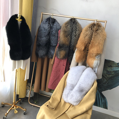 MS.MinShu Luxury Genuine Fox Fur Scarf Real Fox Skin Scarf Big Size Natural Fox Fur Shawl Winter Women Stole Free shipping ► Photo 1/6