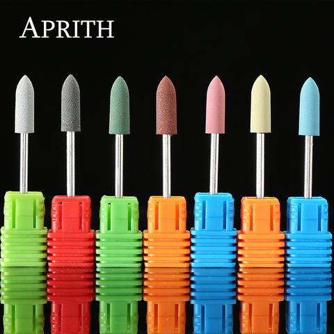 APRITH 7 Colors Silicone Polisher Grinders Nail Drill Bit for Electric Manicure Machine Smoothing Intial Polishing Nail Tools ► Photo 1/6