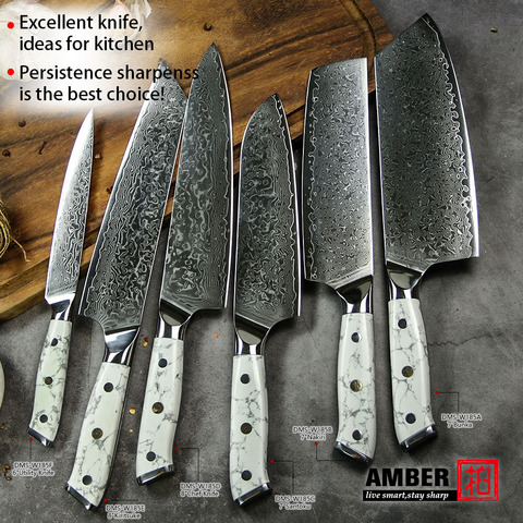 Amber  8.2 inch Chef Knives High Carbon VG10 Japanese 67layer Damascus Kitchen Knife Stainless Steel With Artificial Stone ► Photo 1/6