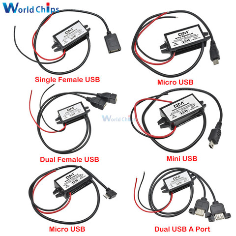 12V to 5V 3A 15W DC-DC Step Down Buck Converter Power Supply Module for Car  Male Female USB Adapter Mini USB Micro USB Adapter - Price history & Review