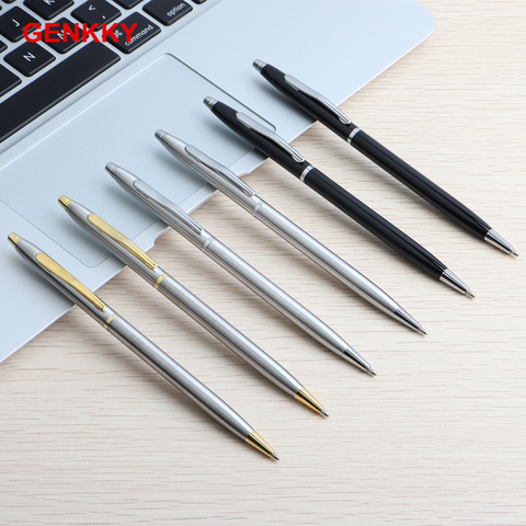 2/11/20PCS Ball Pen Stainless steel rod rotating Metal ballpoint Pen Stationery Ballpen 0.7mm Blue ink Office & School Supplies ► Photo 1/6