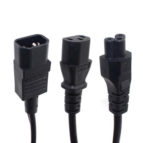 Y Type Splitter Power Cord ,IEC320 C14 Plug 3-Prong Male Power Cable Cord AC Power Adapter to C13 +C5 Female ► Photo 1/6