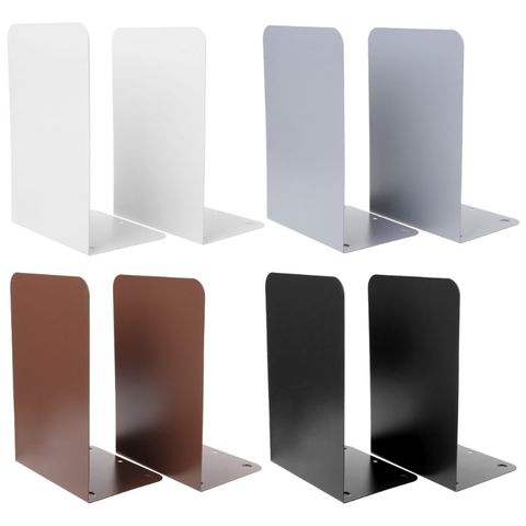 1 Pair Metal Bookends Organizer Desktop Office Home Book Shelf Storage Holder Book Ends ► Photo 1/6