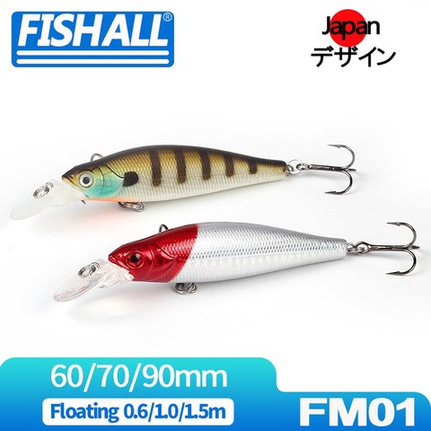 Fishall High Quality Hard Wobbler 90mm 70mm 60mm Floating Minnow Lure Bait For Bass Pike ► Photo 1/6