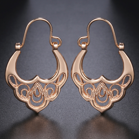Davieslee 585 Rose Gold Womens Drop Earrings Jewelry Earrings For Women Flower Pattern Fashion Girls Gifts 2022 DGE193 ► Photo 1/6
