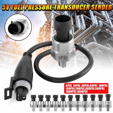 1pc 5V 1/8NPT Oil Air Water Pressure Transducer Transmitter Sensor 5/15/30/60/100/150/200/300/500/1000/1600Psi ► Photo 1/6